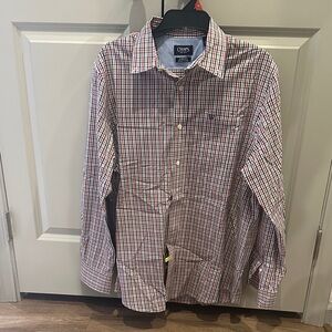 Chaps Men's Red and White Plaid Button Down Shirt